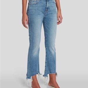 7 for all mankind high waist slim kick with destroyed hem